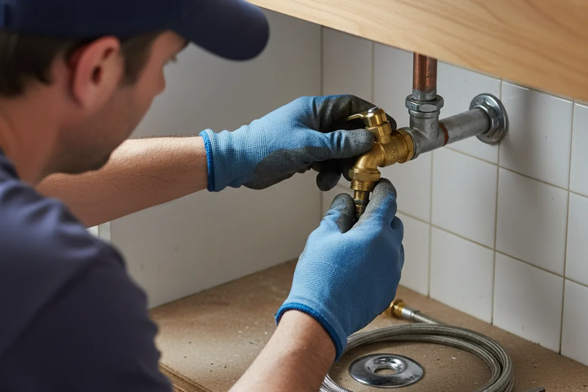 Shutoff valve and fitting work during Faucet and Fixture Repair in Dime Box